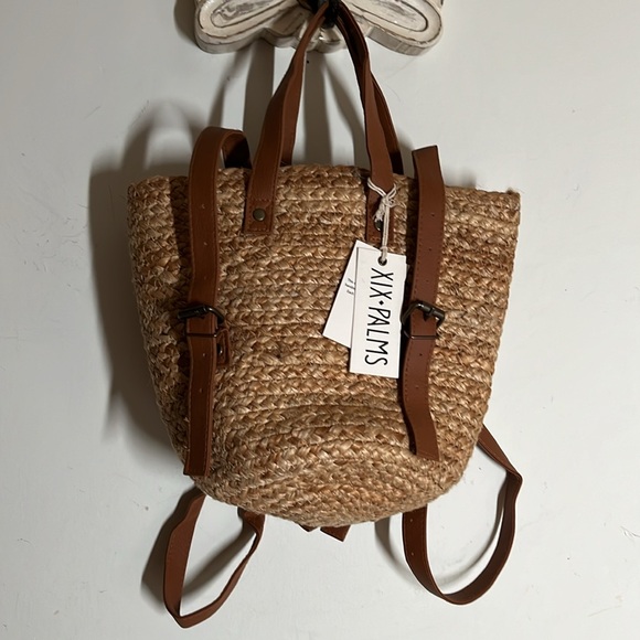 Beachly XIX Palms Shorebreak Woven Jute Backpack Bag Picnic Cooler NWT - Picture 4 of 9
